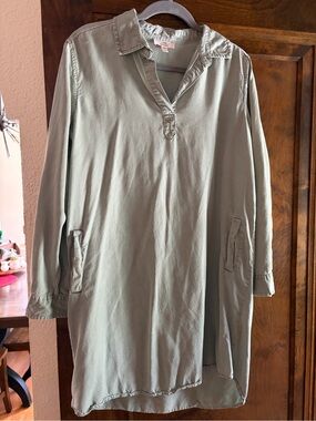 Como Vintage Sage Green Long Sleeve Shirt Dress